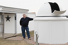 Mike Simonsen at his Charles E. Scovil Observatory (click for larger image)